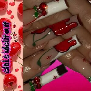 Cherry Print Press-On Nail Set